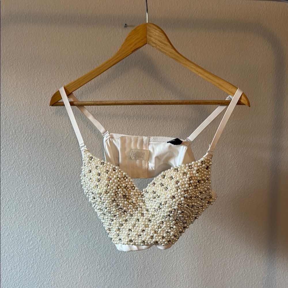 Pearl Embellished Cream Bralette